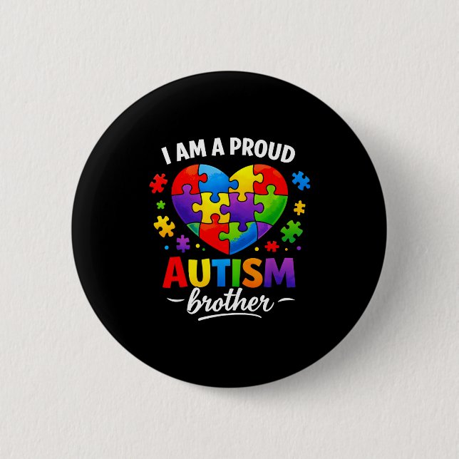 Ein stolzer Autismus-Bruder Autismus-Bewusstsein r Button (Vorderseite)