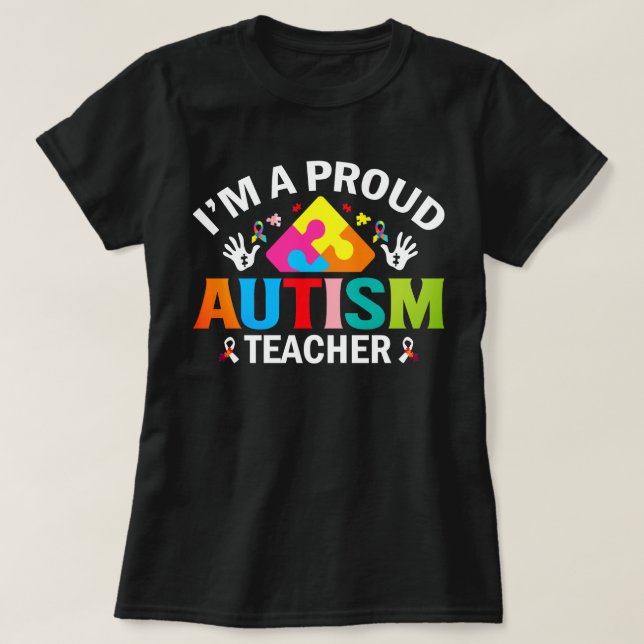 Ein stolzer Lehrer von Autismus-Studenten T-Shirt (Design vorne)