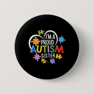 Ein stolzes Autismusschwester-Bewusstseins-Liebesh Button