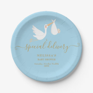 Ein Storch-Baby-Shower / Sprinkle mit besonderer L Pappteller