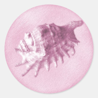 Ein Strandaufkleber für Seashell-Hochzeiten (Rosa) Runder Aufkleber