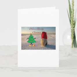 Ein strandiger Weihnachtsgrußkarte für die Feierta Karte