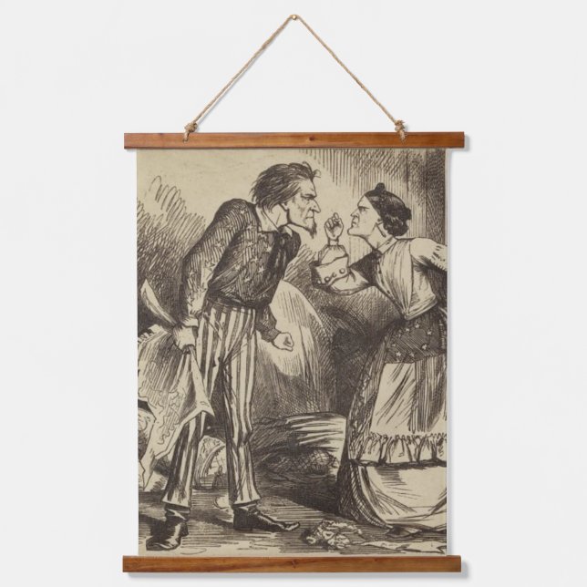 Ein Streit Wandteppich Mit Holzrahmen (Vorderseite)