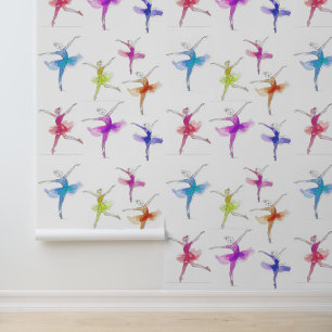 Ein Strich bunt tanzende balerina Muster Tapete