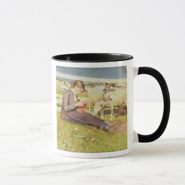 Ein strickendes Mädchen, 1888 (Öl auf Leinwand) Tasse (Rechts)