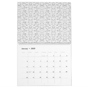 ein strukturiertes Muster in Weiß- und Grautönen, Kalender