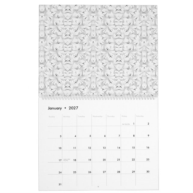 ein strukturiertes Muster in Weiß- und Grautönen, Kalender (Jan 2027)