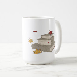 Ein Stück Bücher und Herbstblätter - Gemütlich les Kaffeetasse