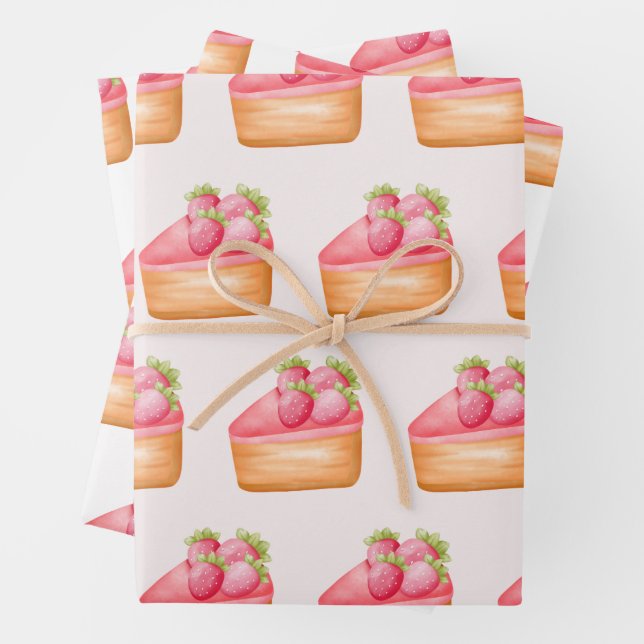 Ein Stück Erdbeerfruchtkuchen Geschenkpapier Set (Beispiel)