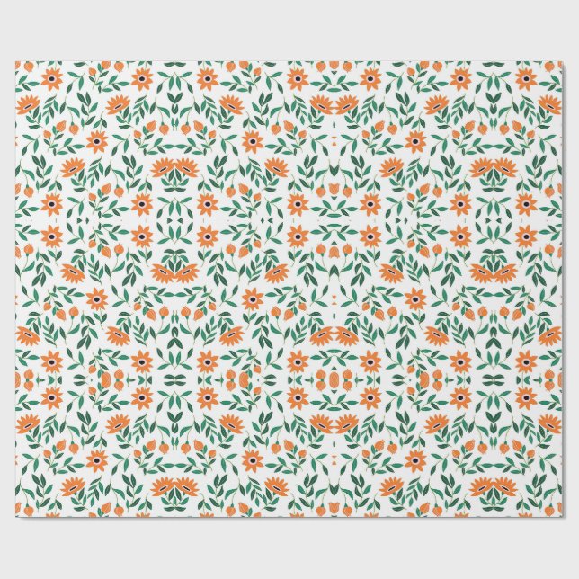 Ein Stück Geschenkpapier mit Blumenmuster (Flach)