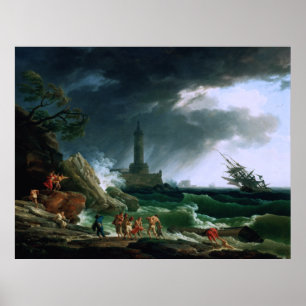 Ein Sturm an der Mittelmeerküste von Claude Joseph Poster