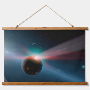Ein Sturm von Kometen im Eta Corvi-System. Wandteppich Mit Holzrahmen