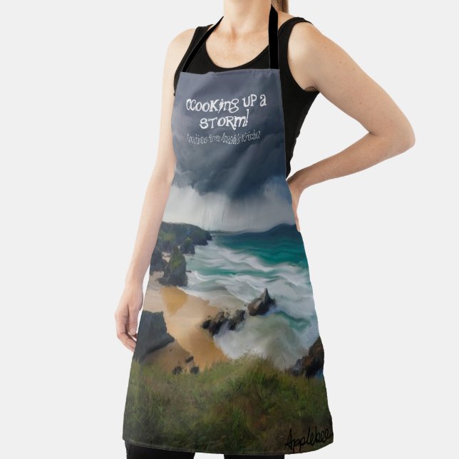 Ein stürmischer, launenhafter Strand, aquamarines  Schürze (InSitu)