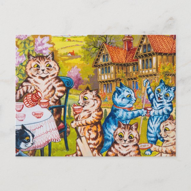 Ein Summer Tee Party von Louis Wain Postkarte (Vorderseite)