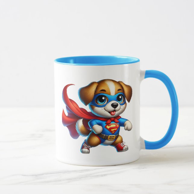 Ein Superheld-Welpe mit seinem Umhang. Tasse (Rechts)