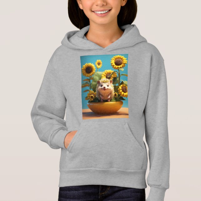 Ein superniedlicher Igel mit Sonnenblumen, unwirkl Hoodie (Vorderseite)