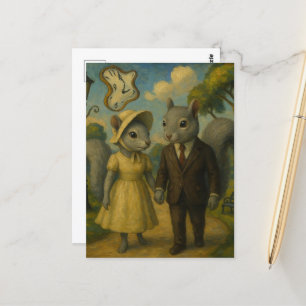 Ein surreal graues Eichhörnchenpaar Postkarte