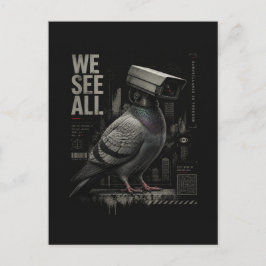 Ein surrealer Überwachungskamera-Taube Wir Sehen A Postkarte