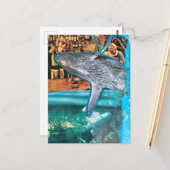 Ein surrealer Wal in der Bar Postkarte (Vorderseite/Rückseite Beispiel)