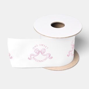 Ein süßer Anfang Rosa und weiße Hochzeitsdekorat Satinband