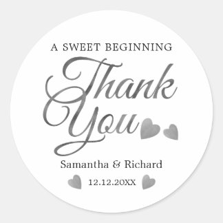 Ein süßer Anfang Silver Danke Gastgeschenk Hochzei Runder Aufkleber