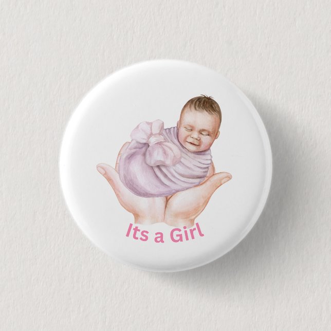 Ein süßer Baby-Shower-Button für Mädchen Button (Vorderseite)