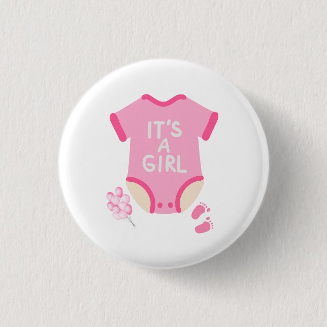 Ein süßer Baby-Shower-Button-Pin für Mädchen Button (Vorderseite)