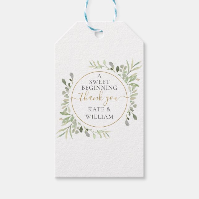 Ein süßer Beginner der Grünen Hochzeit Gold Vielen Geschenkanhänger (Vorderseite)