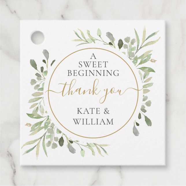 Ein süßer Beginngolden, danke für die Grünen Hochz Geschenkanhänger (Vorderseite)