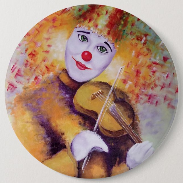 Ein süßer Clown, der Geige spielt Button (Vorderseite)