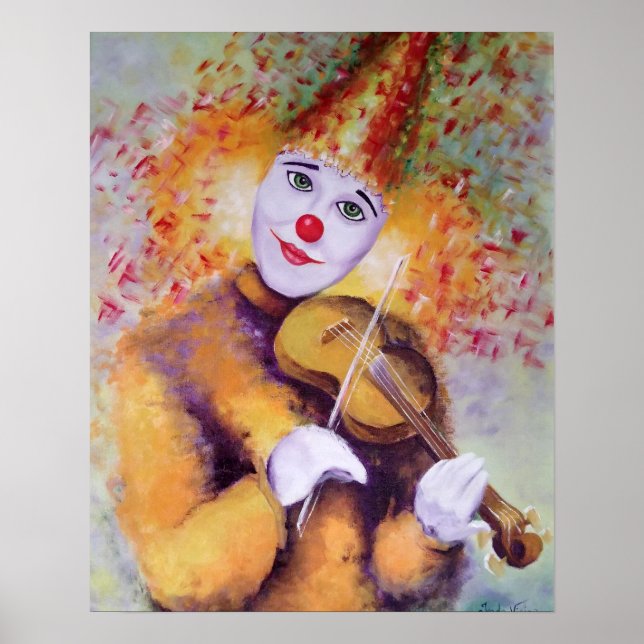 Ein süßer Clown, der Geige spielt Poster (Vorne)