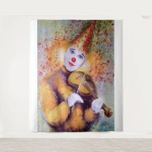 Ein süßer Clown, der Geige spielt Wandteppich