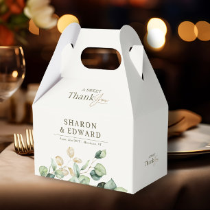 Ein süßer Dank Eukalyptus Greenery Gold Wedding Geschenkschachtel