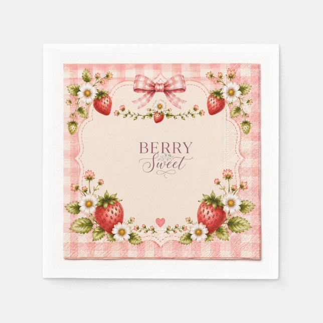 Ein süßer Erdbeer-Geburtstag Serviette (Vorderseite)