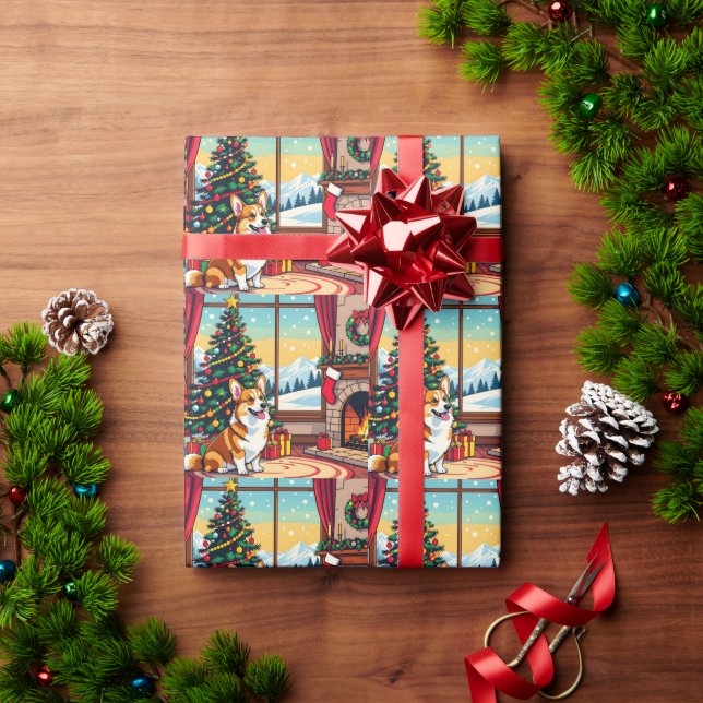 Ein süßer festlicher Corgi Weihnachten Geschenkpapier (Feiertagsgeschenk)