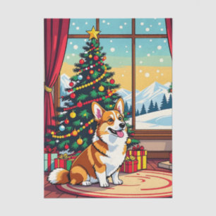 Ein süßer festlicher Corgi Weihnachten Seidenpapier