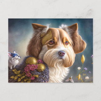 Ein süßer Hund mit Goldschmuck Postkarte