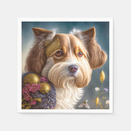 Ein süßer Hund mit Goldschmuck Serviette