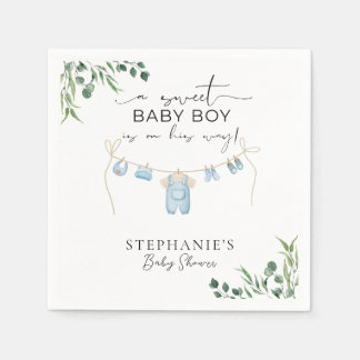 Ein süßer Junge ist unterwegs Wäsche Blue Serviette