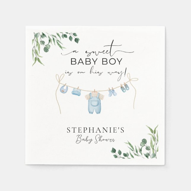 Ein süßer Junge ist unterwegs Wäsche Blue Serviette (Vorderseite)