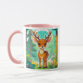 Ein süßer junger Hirsch sieht dich an. Tasse