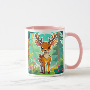 Ein süßer junger Hirsch sieht dich an. Tasse