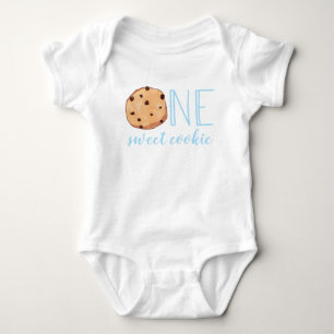 Ein süßer Keks blaues erstes Geburtstags-Baby-Body Baby Strampler