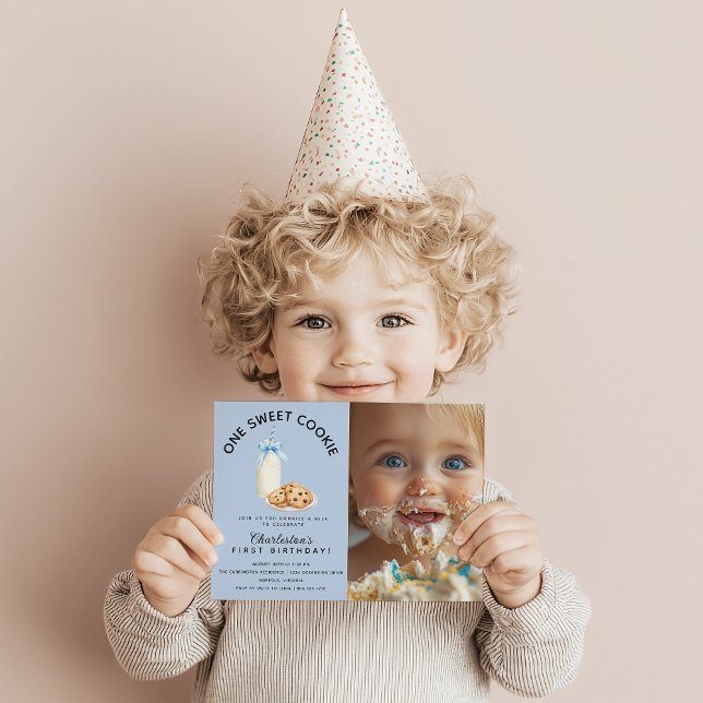 Ein süßer Keksjunge zum ersten Geburtstag Einladun Einladung (One Sweet Cookie Boy First Birthday Photo Birthday )