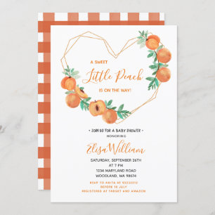 Ein süßer Kleiner Pfirsich befindet sich auf dem W Einladung