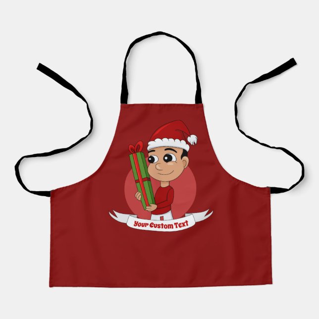 Ein süßer Kleinkind, der ein Weihnachtsgeschenk hä Schürze (Vorderseite)