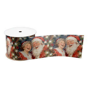 Ein süßer, nostalgischer Weihnachtsmann und Mrs. C Satinband
