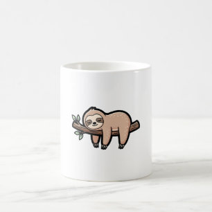 Ein süßer schlafender Faultier, das an einem Ast h Kaffeetasse