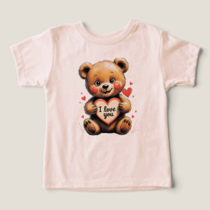 Ein süßer Teddybär, der eine herzförmige Karte häl