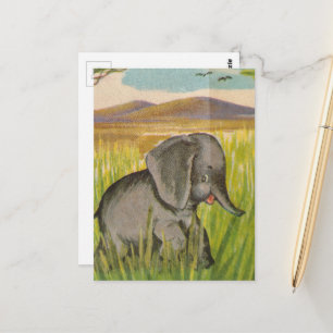 Ein süßer vintage Baby Elefant Postkarte